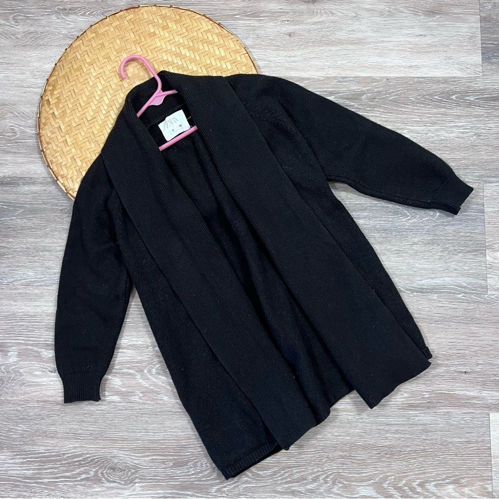 Zara girls black‎ open front cardigan